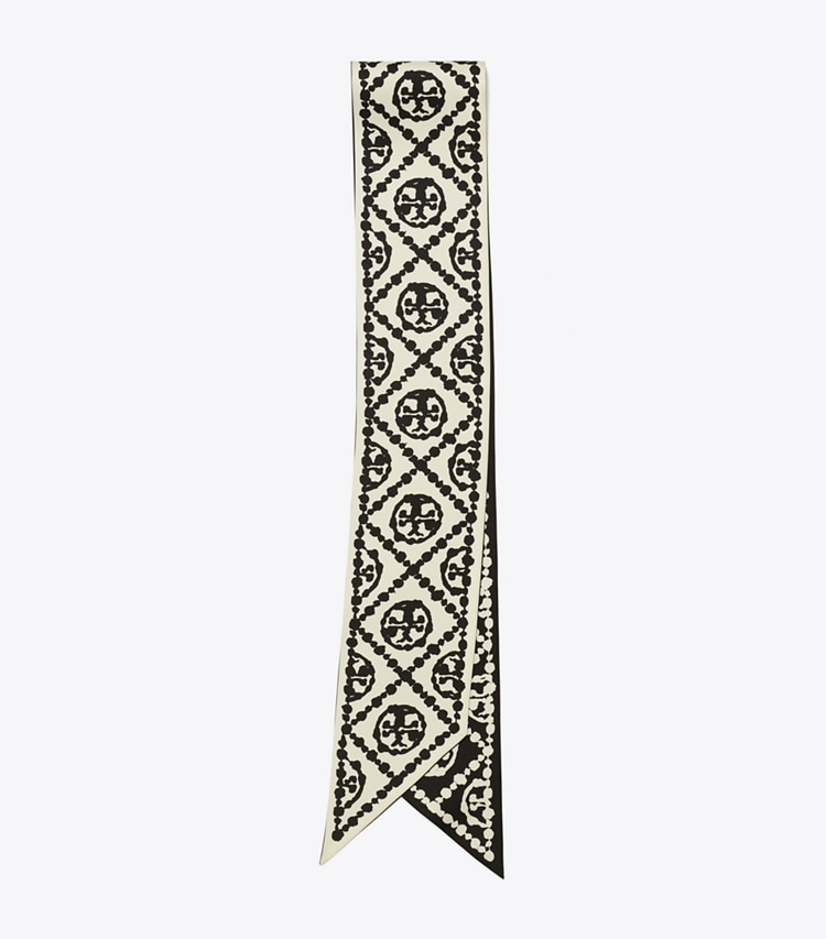 TORY BURCH PAINTED T MONOGRAM RIBBON TIE - Blobby T Monogram Beige