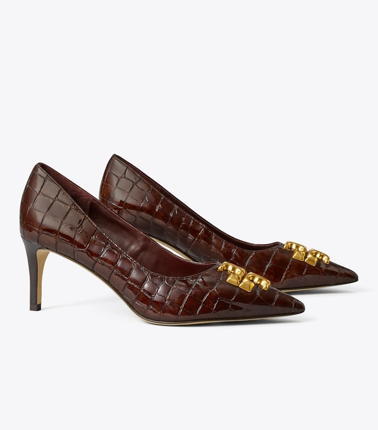 TORY BURCH ELEANOR PUMP - Brown Croc / Gold