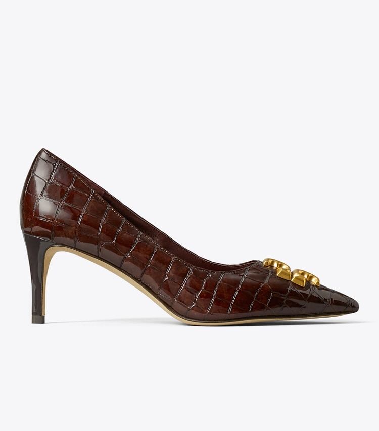 TORY BURCH ELEANOR PUMP - Brown Croc / Gold