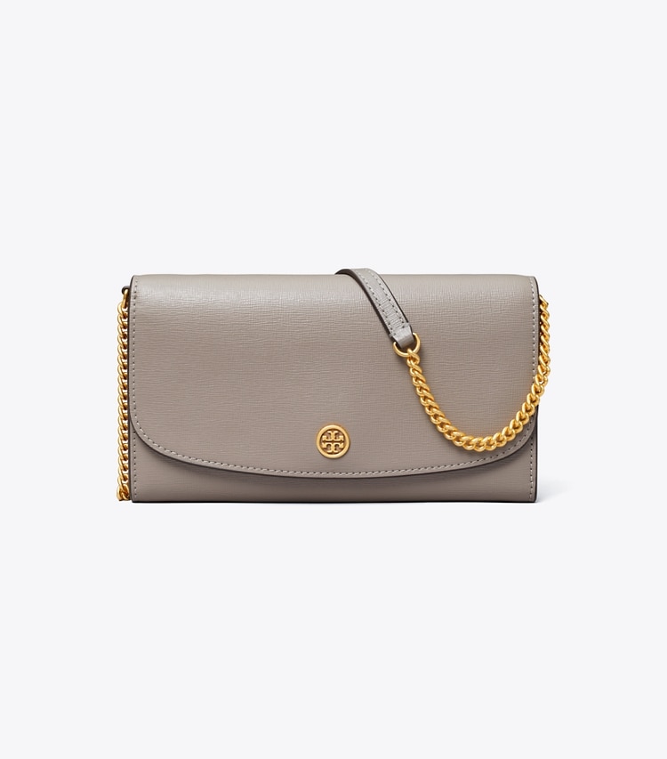 TORY BURCH ROBINSON CHAIN WALLET - Gray Heron