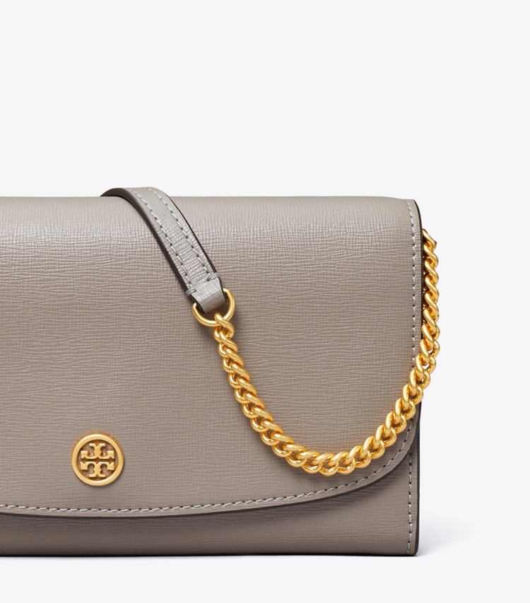 TORY BURCH ROBINSON CHAIN WALLET - Gray Heron