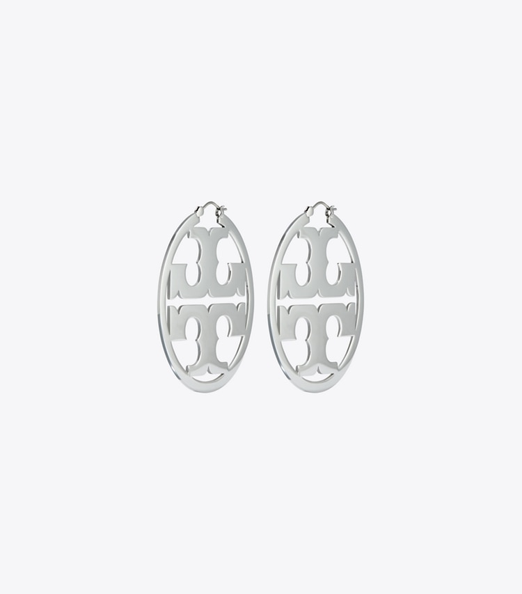 TORY BURCH MILLER HOOP EARRING - Tory Silver - Click Image to Close