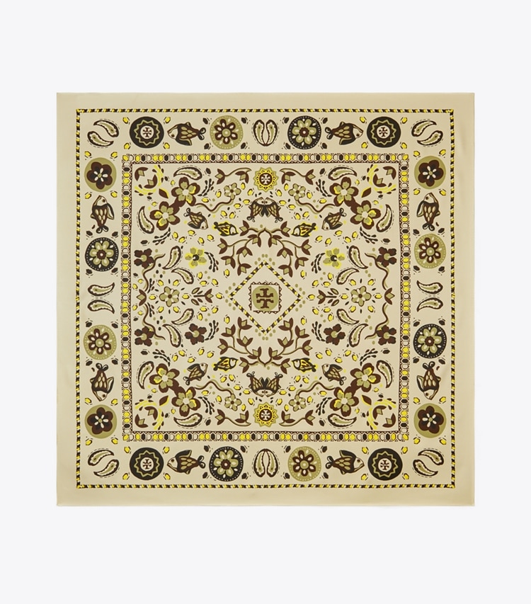 TORY BURCH PISCES DREAM DOUBLE SIDED SILK SQUARE - Beige - Click Image to Close