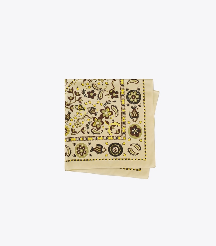 TORY BURCH PISCES DREAM DOUBLE SIDED SILK SQUARE - Beige