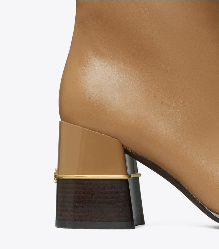 TORY BURCH LEATHER ANKLE BOOT - Almond Flour