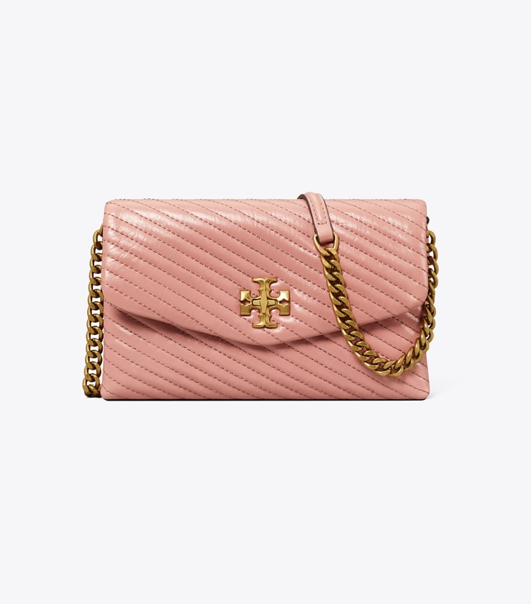 TORY BURCH KIRA MOTO QUILT CHAIN WALLET - Pink Magnolia