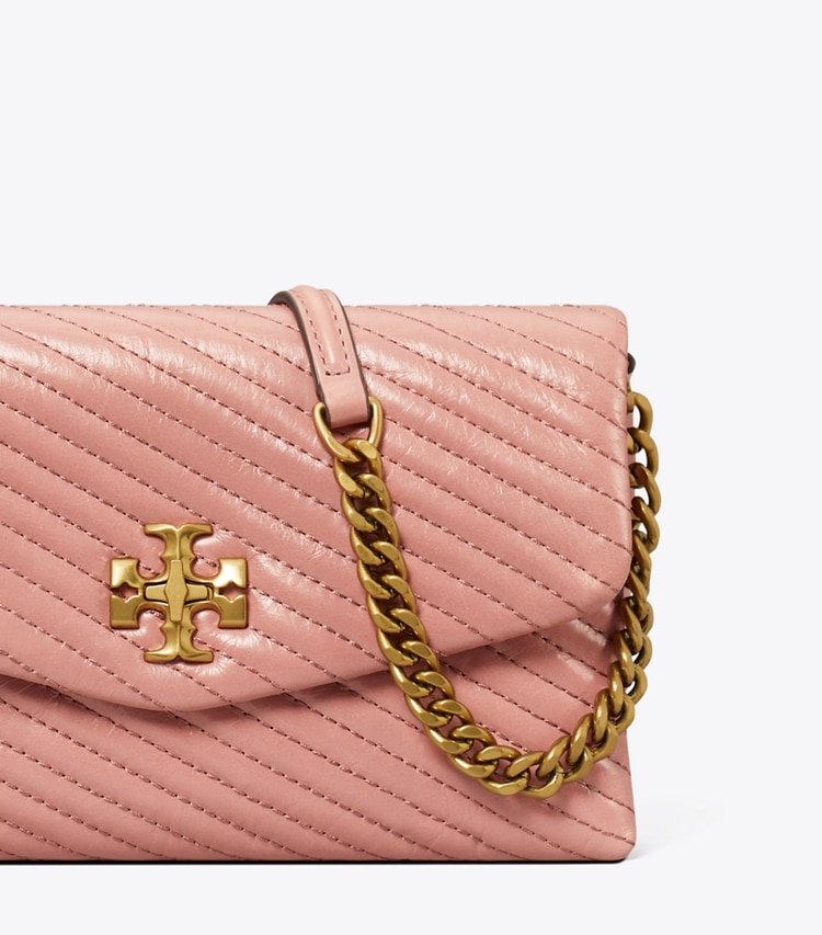 TORY BURCH KIRA MOTO QUILT CHAIN WALLET - Pink Magnolia