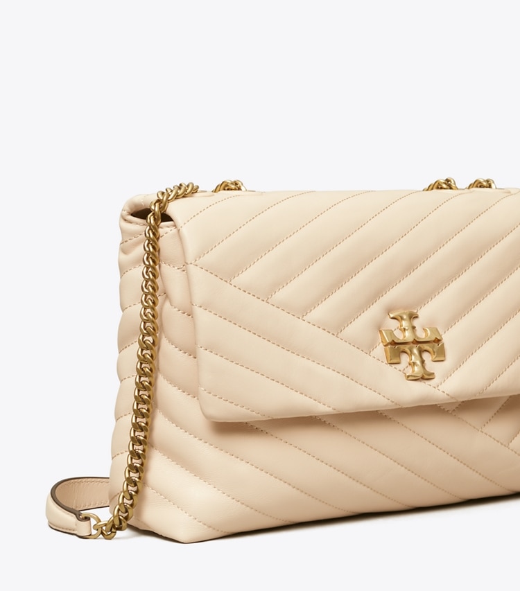 TORY BURCH KIRA CHEVRON CONVERTIBLE SHOULDER BAG - New Cream