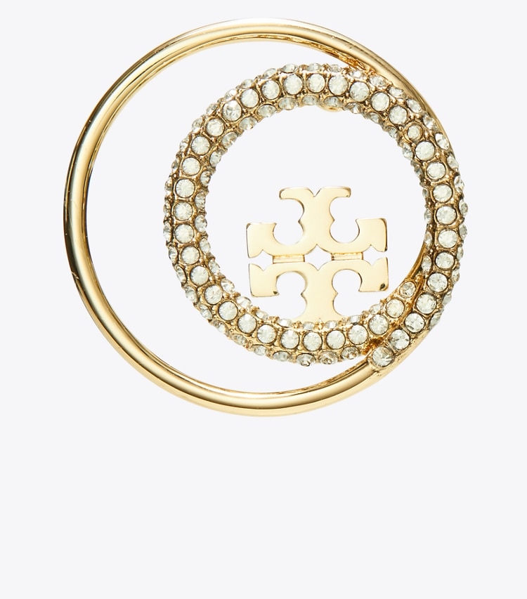 TORY BURCH MILLER RINGS STUD - Tory Gold / Crystal