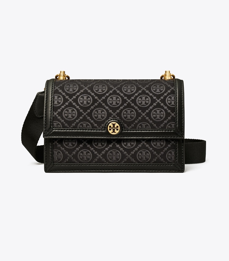 TORY BURCH SMALL T MONOGRAM SHOULDER BAG - Black