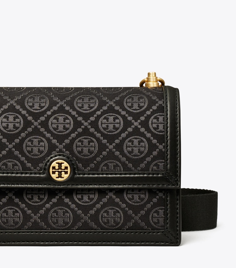 TORY BURCH SMALL T MONOGRAM SHOULDER BAG - Black