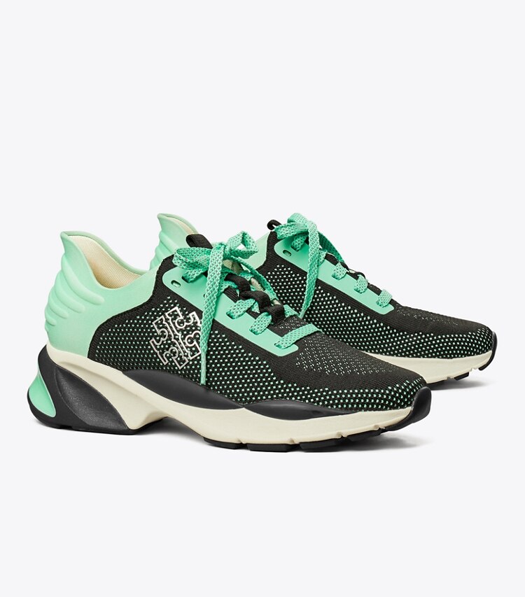 TORY BURCH GOOD LUCK KNIT TRAINER - Mint / Black