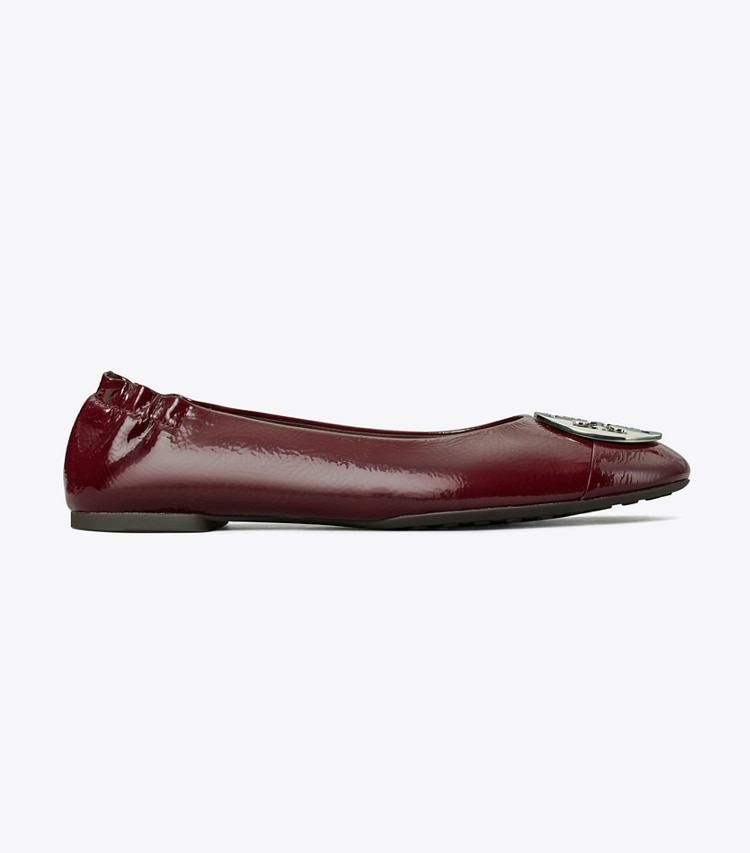 TORY BURCH CLAIRE CAP-TOE BALLET - Dark Carmine / Gold / Silver