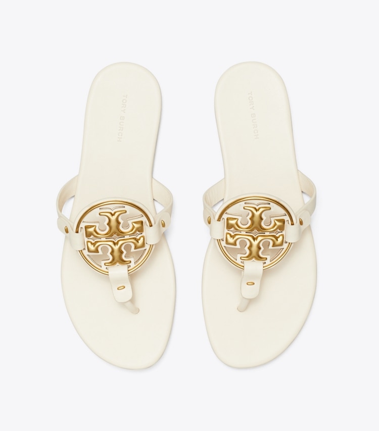 TORY BURCH MILLER SOFT METAL LOGO SANDAL - New Cream / Gold