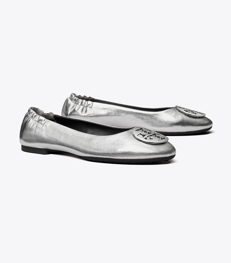 TORY BURCH CLAIRE BALLET - Silver - Click Image to Close