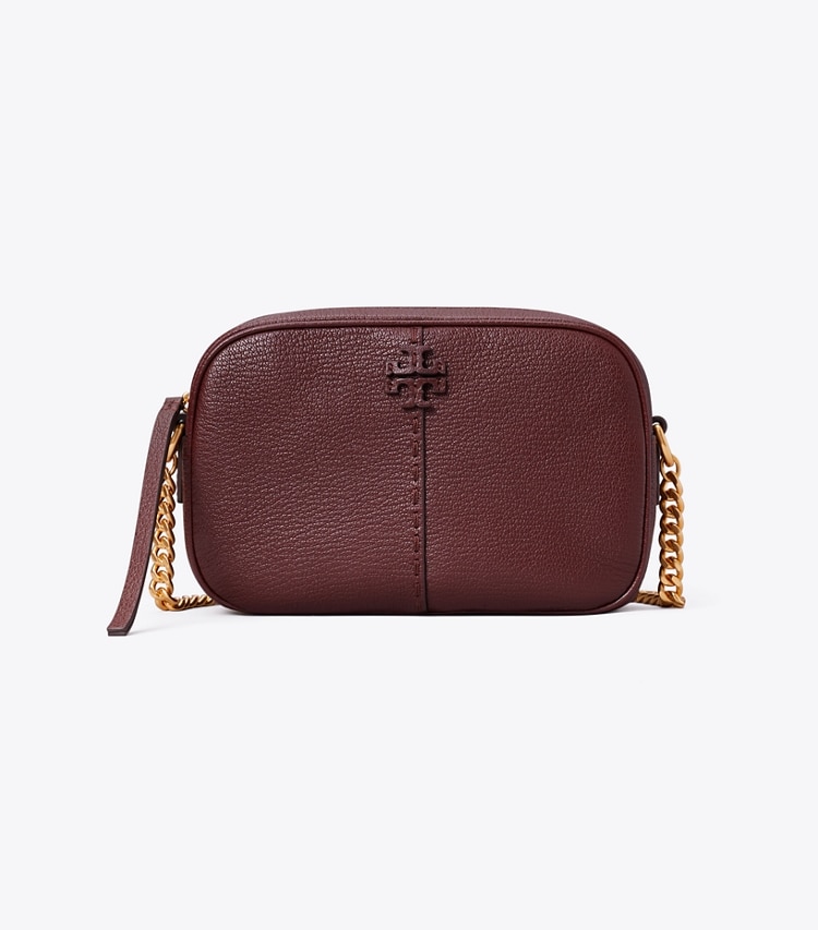 TORY BURCH MCGRAW TEXTURED LEATHER CAMERA BAG - Muscadine