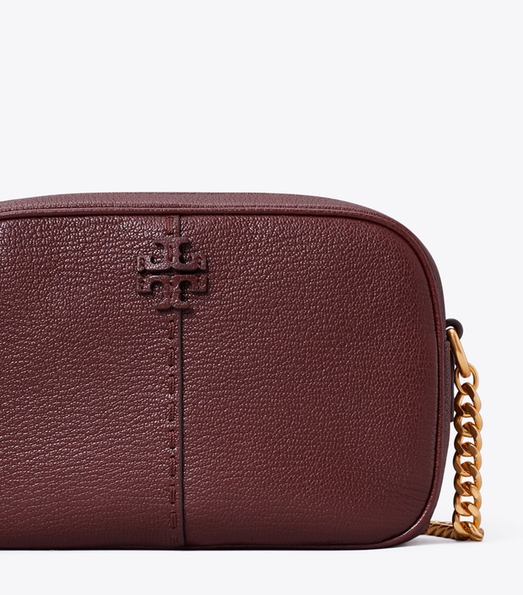 TORY BURCH MCGRAW TEXTURED LEATHER CAMERA BAG - Muscadine