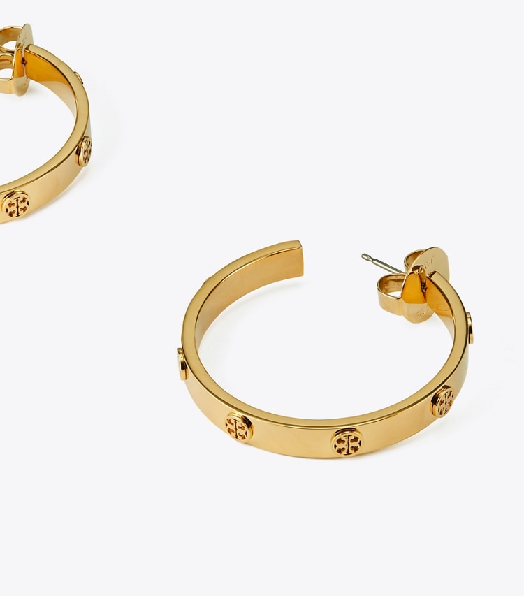 TORY BURCH MILLER STUD HOOP EARRING - Tory Gold