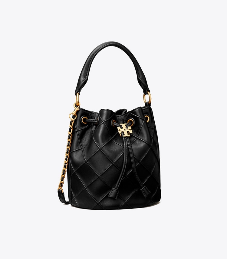 TORY BURCH SMALL FLEMING SOFT BUCKET BAG - Black - Click Image to Close