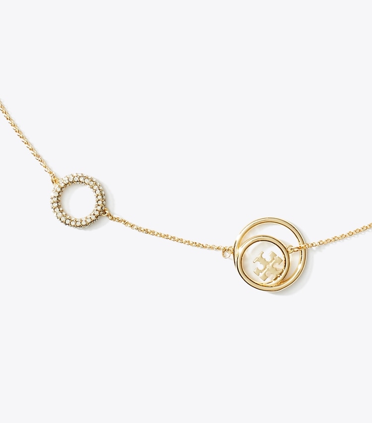 TORY BURCH MILLER RINGS NECKLACE - Tory Gold / Crystal