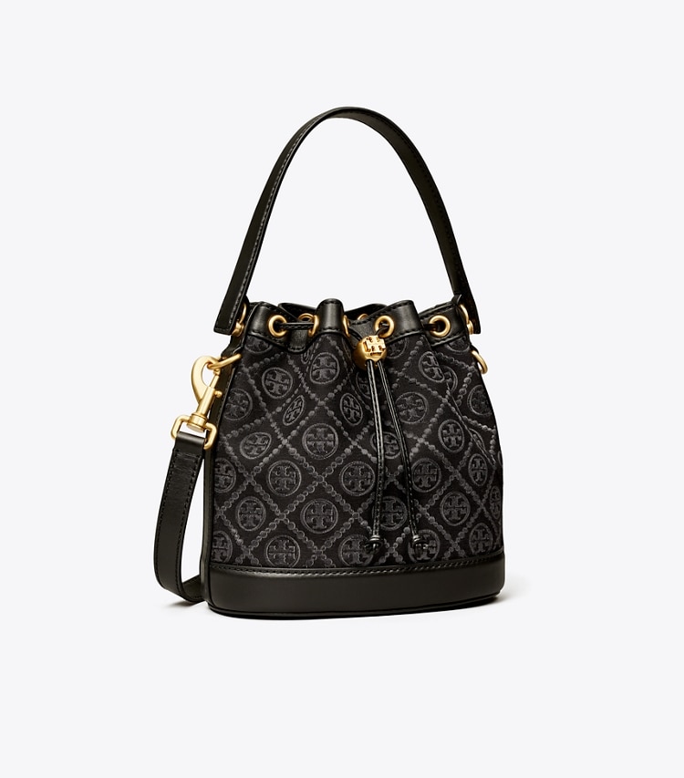 TORY BURCH T MONOGRAM BUCKET BAG - Black - Click Image to Close