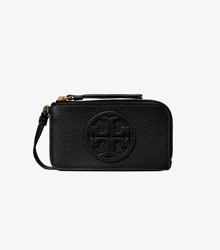 TORY BURCH MILLER ZIP CARD CASE - Black