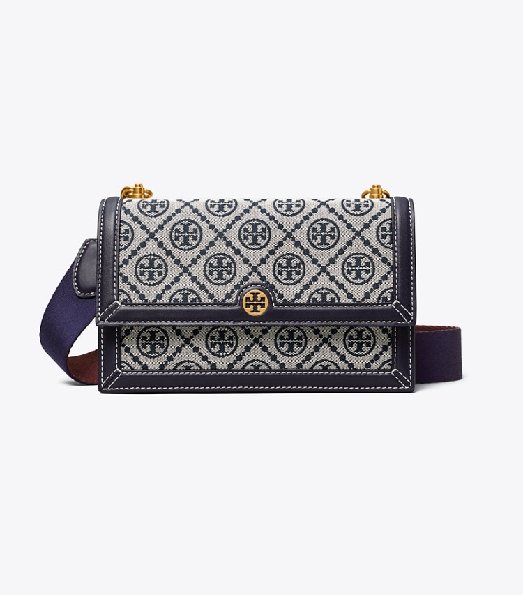 TORY BURCH MINI T MONOGRAM SHOULDER BAG - Tory Navy