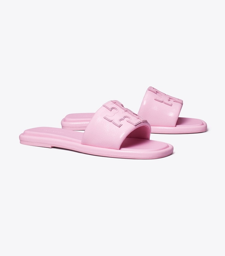 TORY BURCH DOUBLE T SPORT SLIDE - Petunia - Click Image to Close