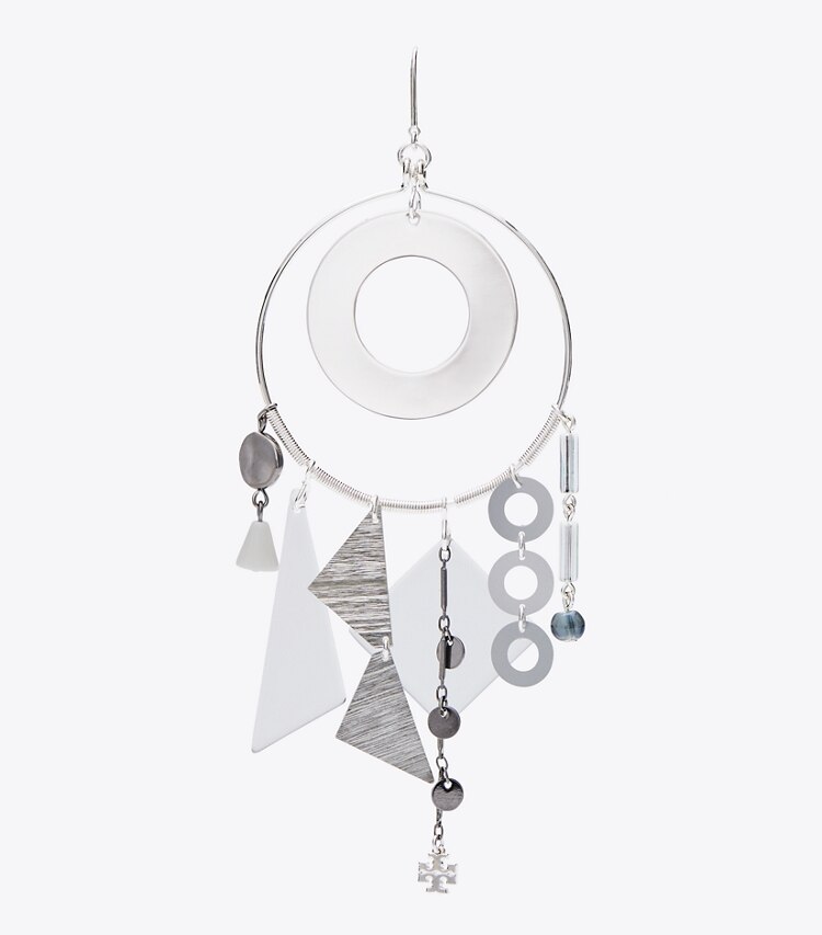 TORY BURCH GALAXY HOOP EARRING - Light Silver / White