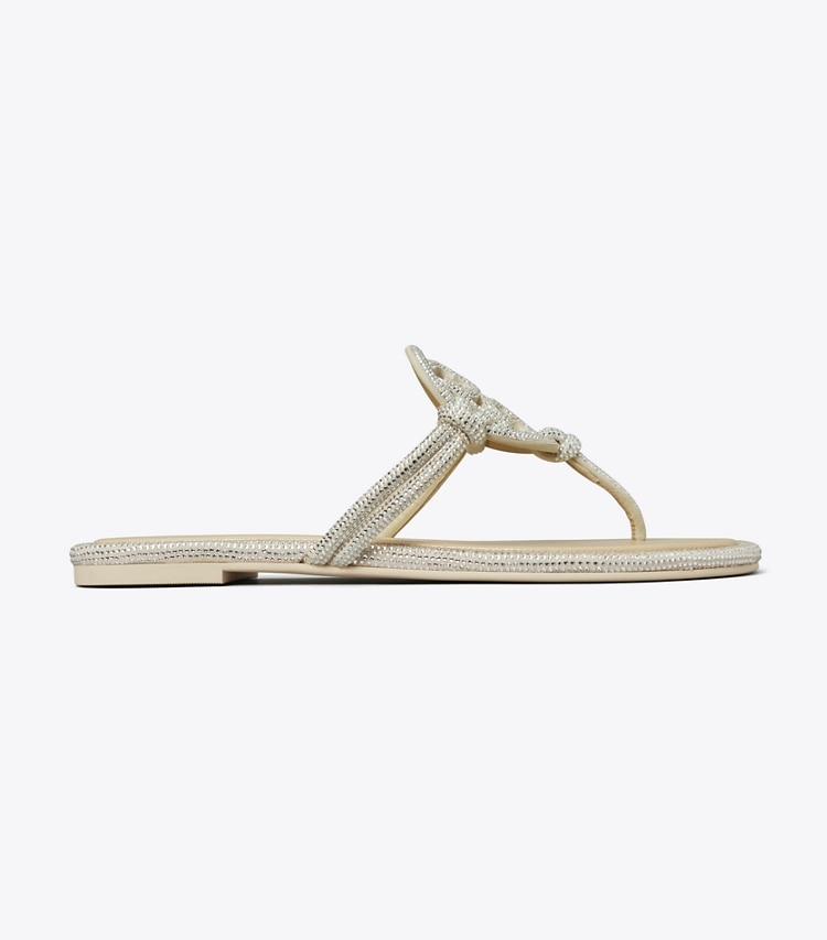 TORY BURCH MILLER PAVe KNOTTED SANDAL - Stone Gray