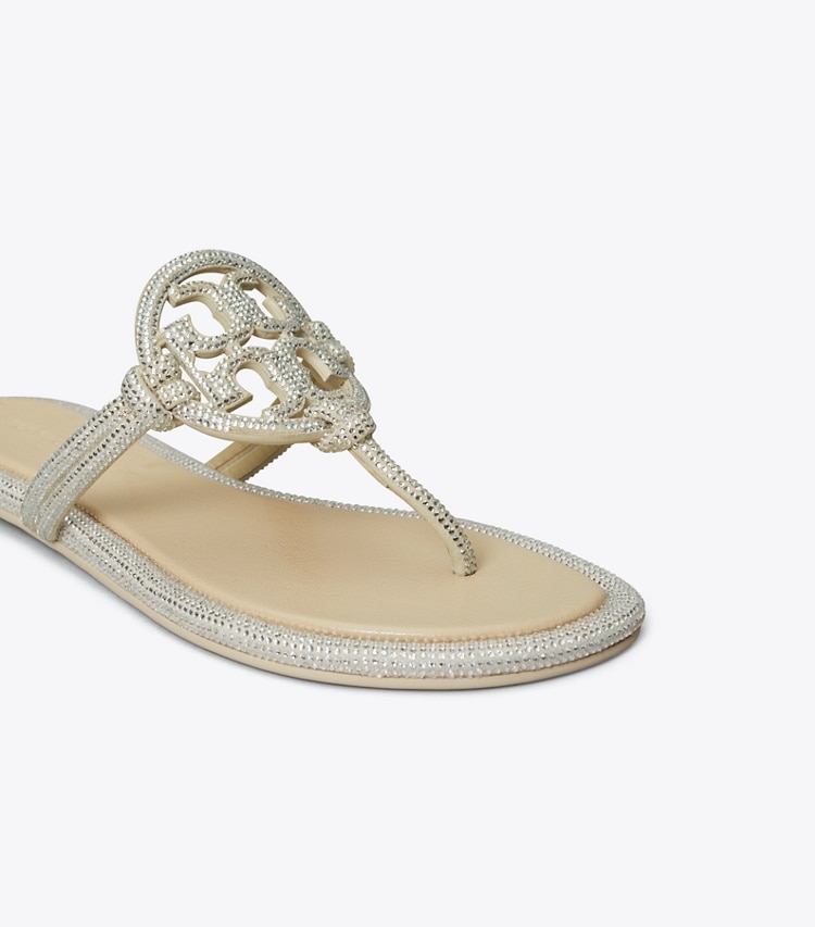 TORY BURCH MILLER PAVe KNOTTED SANDAL - Stone Gray