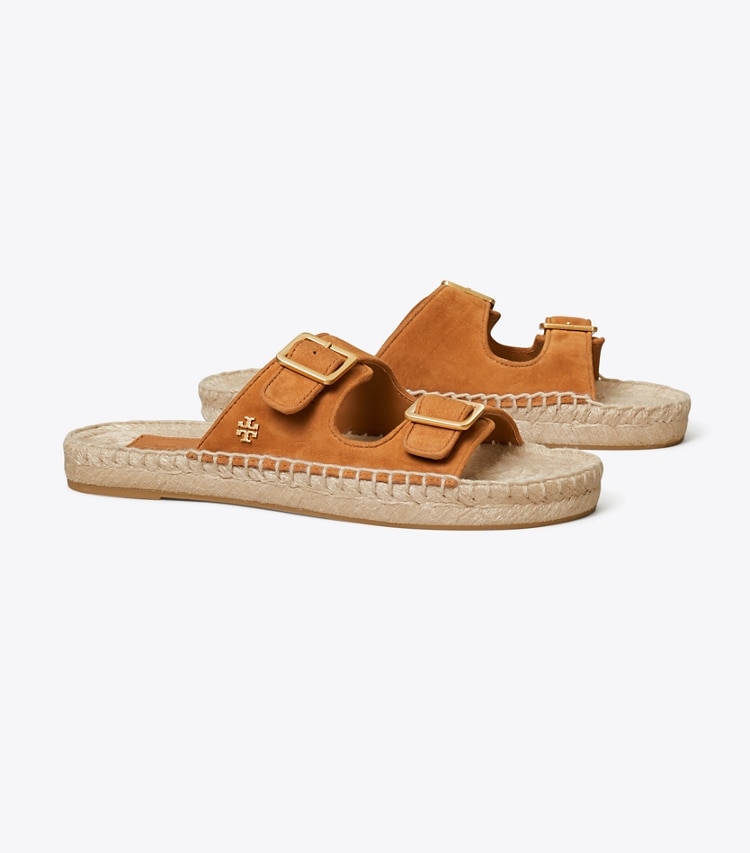 TORY BURCH TWO BAND FLAT ESPADRILLE SLIDE - Ambra