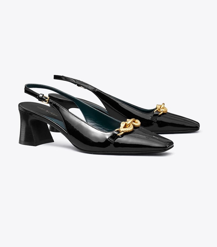 TORY BURCH JESSA SLINGBACK HEEL - Perfect Black / Gold