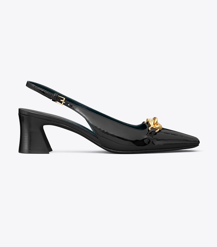 TORY BURCH JESSA SLINGBACK HEEL - Perfect Black / Gold