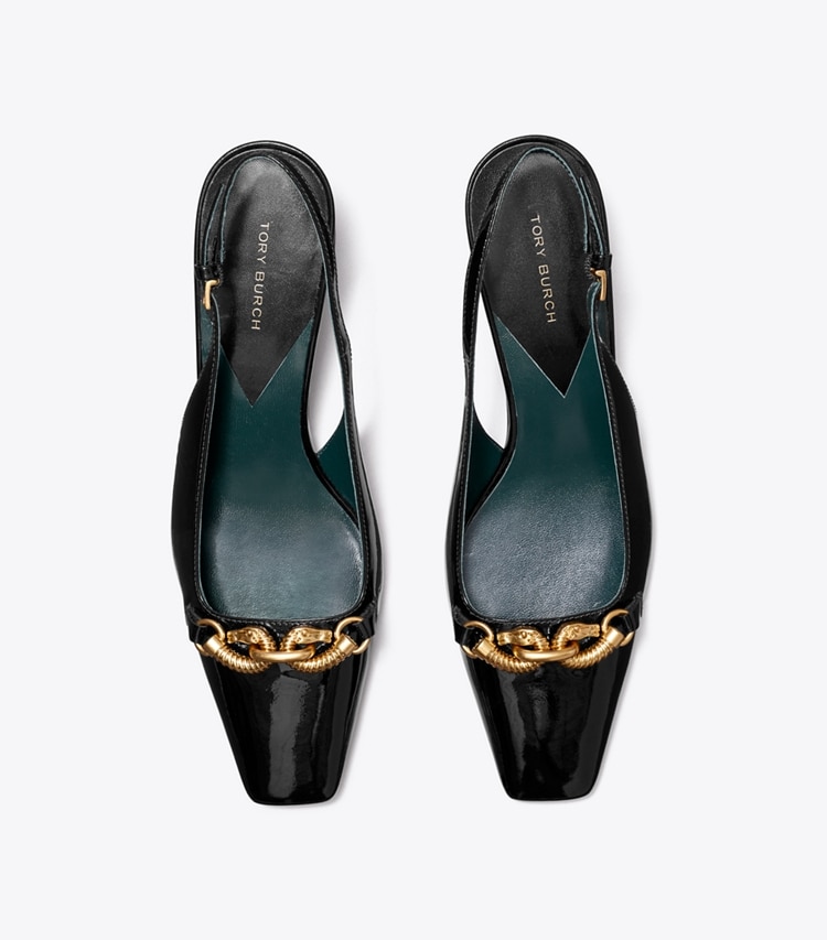 TORY BURCH JESSA SLINGBACK HEEL - Perfect Black / Gold