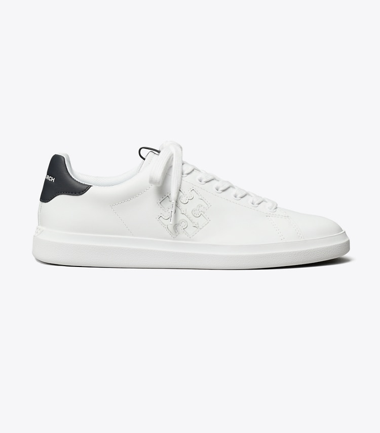 TORY BURCH DOUBLE T HOWELL COURT SNEAKER - White / Perfect Navy