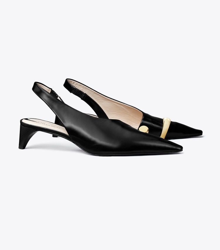 TORY BURCH PIERCED SLINGBACK HEEL - Perfect Black