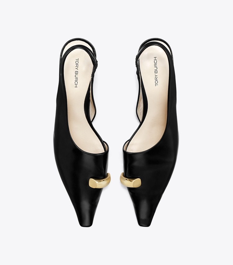 TORY BURCH PIERCED SLINGBACK HEEL - Perfect Black