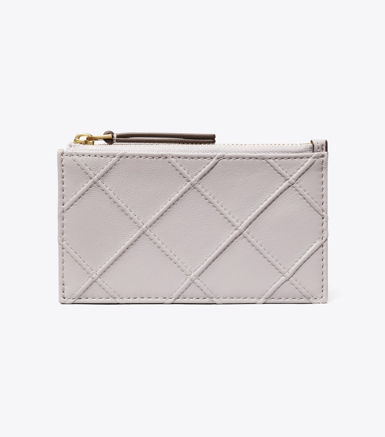 TORY BURCH FLEMING SOFT ZIP CARD CASE - Bay Gray