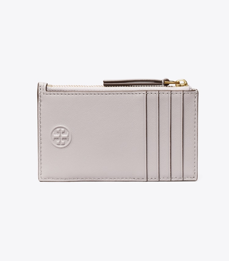 TORY BURCH FLEMING SOFT ZIP CARD CASE - Bay Gray