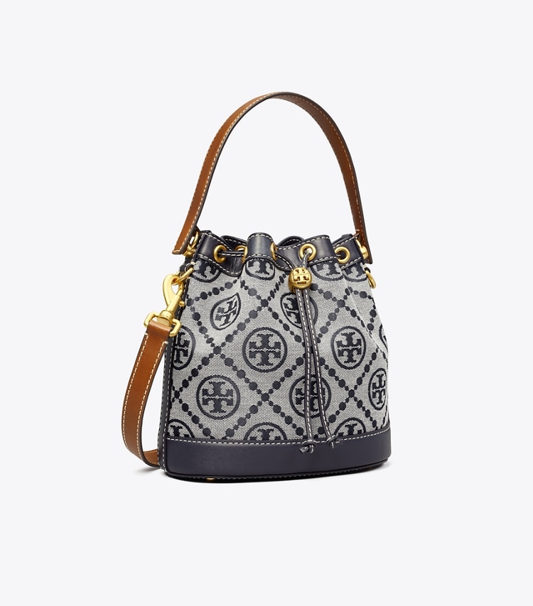 TORY BURCH T MONOGRAM BUCKET BAG - Tory Navy - Click Image to Close