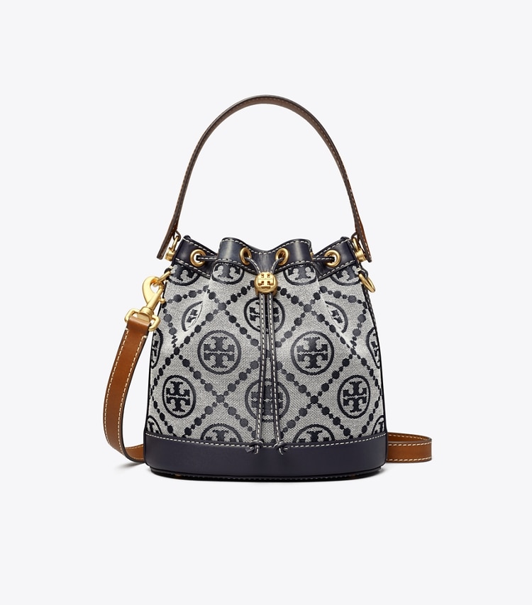 TORY BURCH T MONOGRAM BUCKET BAG - Tory Navy