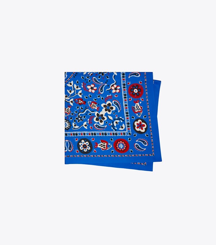 TORY BURCH OVERSIZED PISCES DREAM SILK SQUARE - Blue