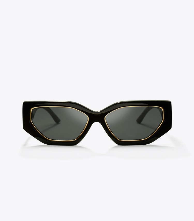 TORY BURCH KIRA GEOMETRIC SUNGLASSES - Black - Click Image to Close