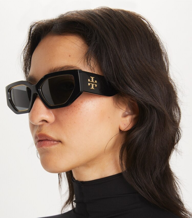 TORY BURCH KIRA GEOMETRIC SUNGLASSES - Black