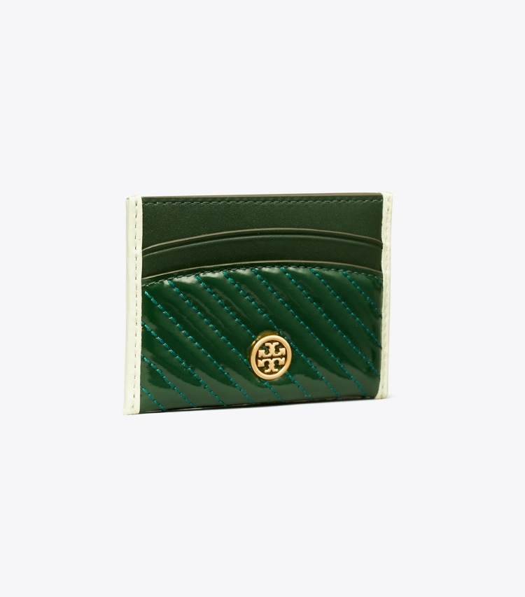 TORY BURCH ROBINSON PATENT QUILTED CARD CASE - Pine Tree - Click Image to Close