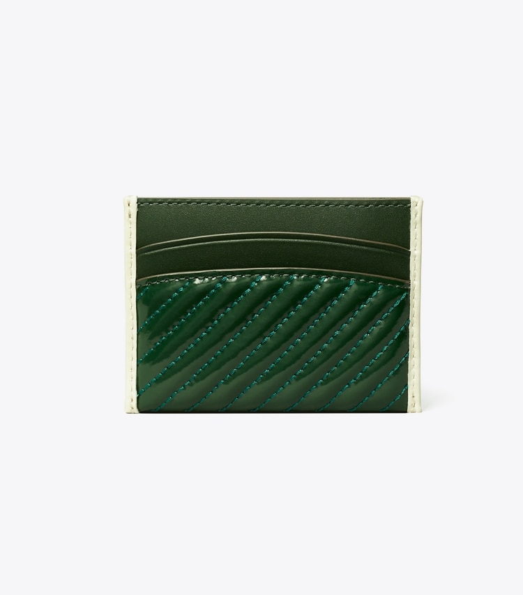 TORY BURCH ROBINSON PATENT QUILTED CARD CASE - Pine Tree