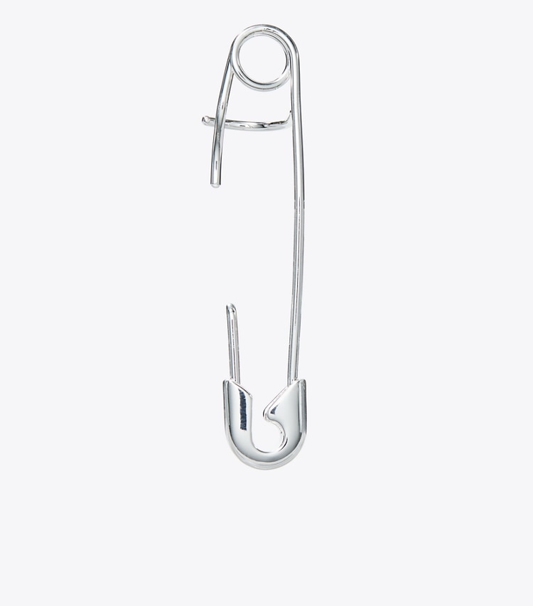 TORY BURCH STATEMENT SAFETY PIN EARRING - Tory Silver