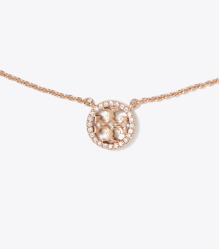 TORY BURCH MILLER PAVe LOGO DELICATE NECKLACE - Tory Gold/Crystal