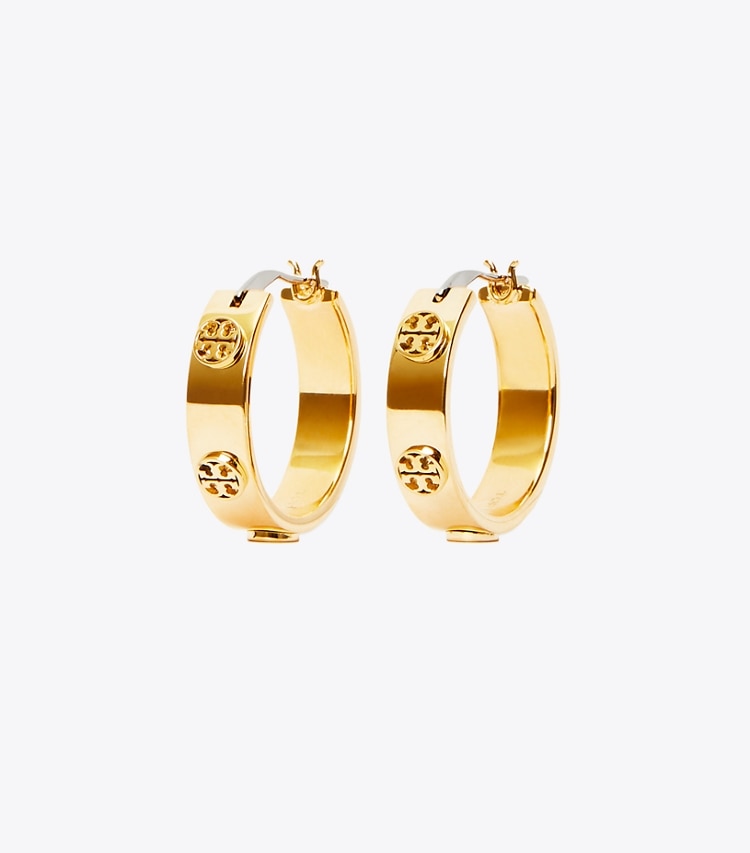 TORY BURCH SMALL MILLER STUD HUGGIE EARRING - Tory Gold